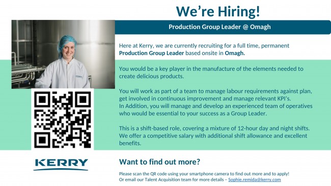  PRODUCTION GROUP LEADER REQUIRED 